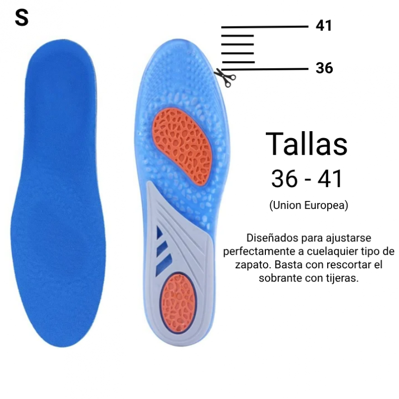 Plantillas Gel Plus Silicona - Uso Diario - Talla S - 36 - 41