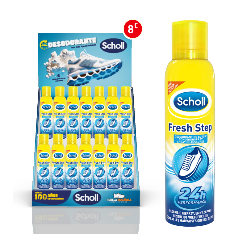 Desodorante Scholl de Calzado Fresh Step - Fórmula Dual-Active - Spray 150 ml - Desodorante para zapatillas, sneakers, botas,