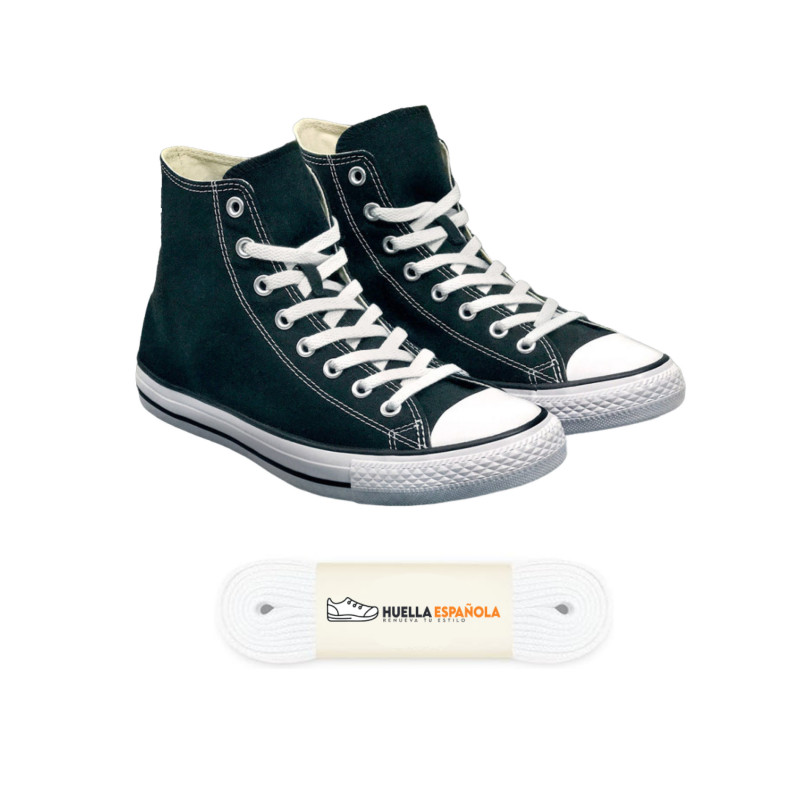 (Pack) 2 PARES Cordones Planos 120cm X 7.5mm 4 a 7 Ojales para Zapatillas + 9 Colores Resistentes Hechos en España